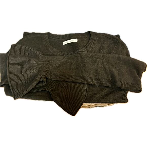 Alice + Olivia Black Crop Bell Sweater - Picture 5 of 7